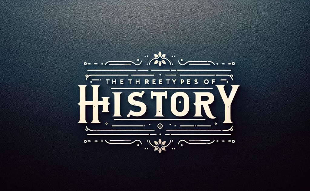 The Three Types of History centered on a simple, monochromatic background